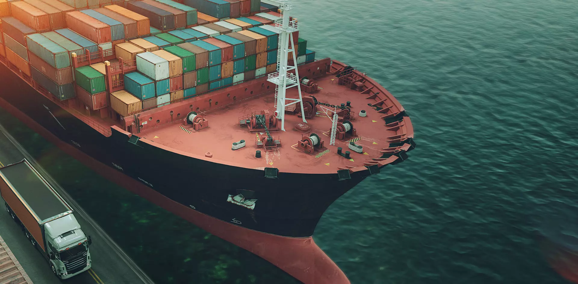 Cargo ship at sea – offering streamlined ocean freight services with global port connections through All-Forward
